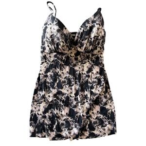 Swimsuits For All Womens Black Purple Marble Print Underwire Swimdress 42DD
